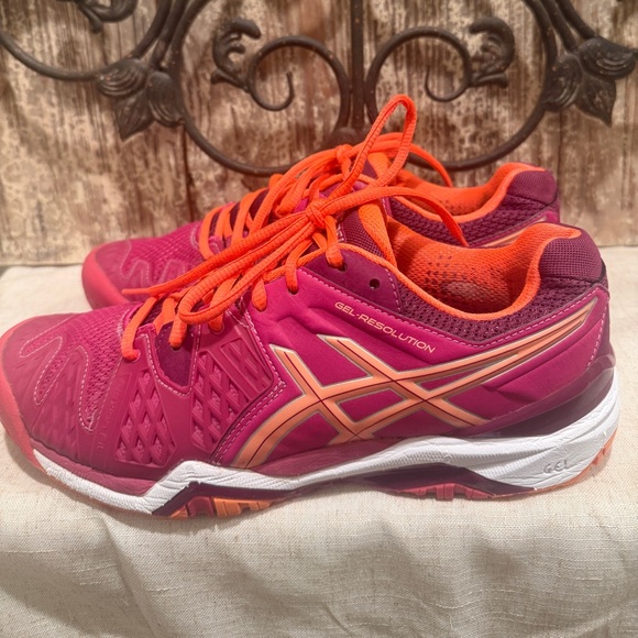 Asics Women's Gel Resolution 8.5 Berry/Coral/Plum Tennis Shoes - Picture 9 of 9